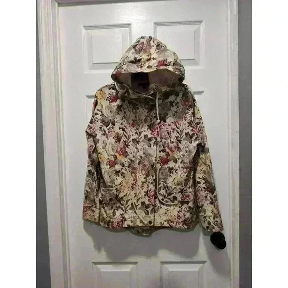 Margot Floral Hooded Full Zip Snap Button Coat Jacket With Pockets Size XSMALL - Picture 2 of 16